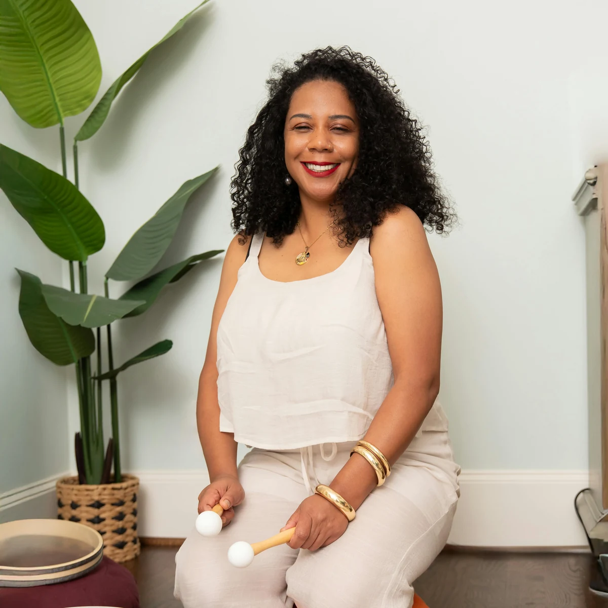 Intuitive energy healing session with singing bowls used for a longer restorative treatment.